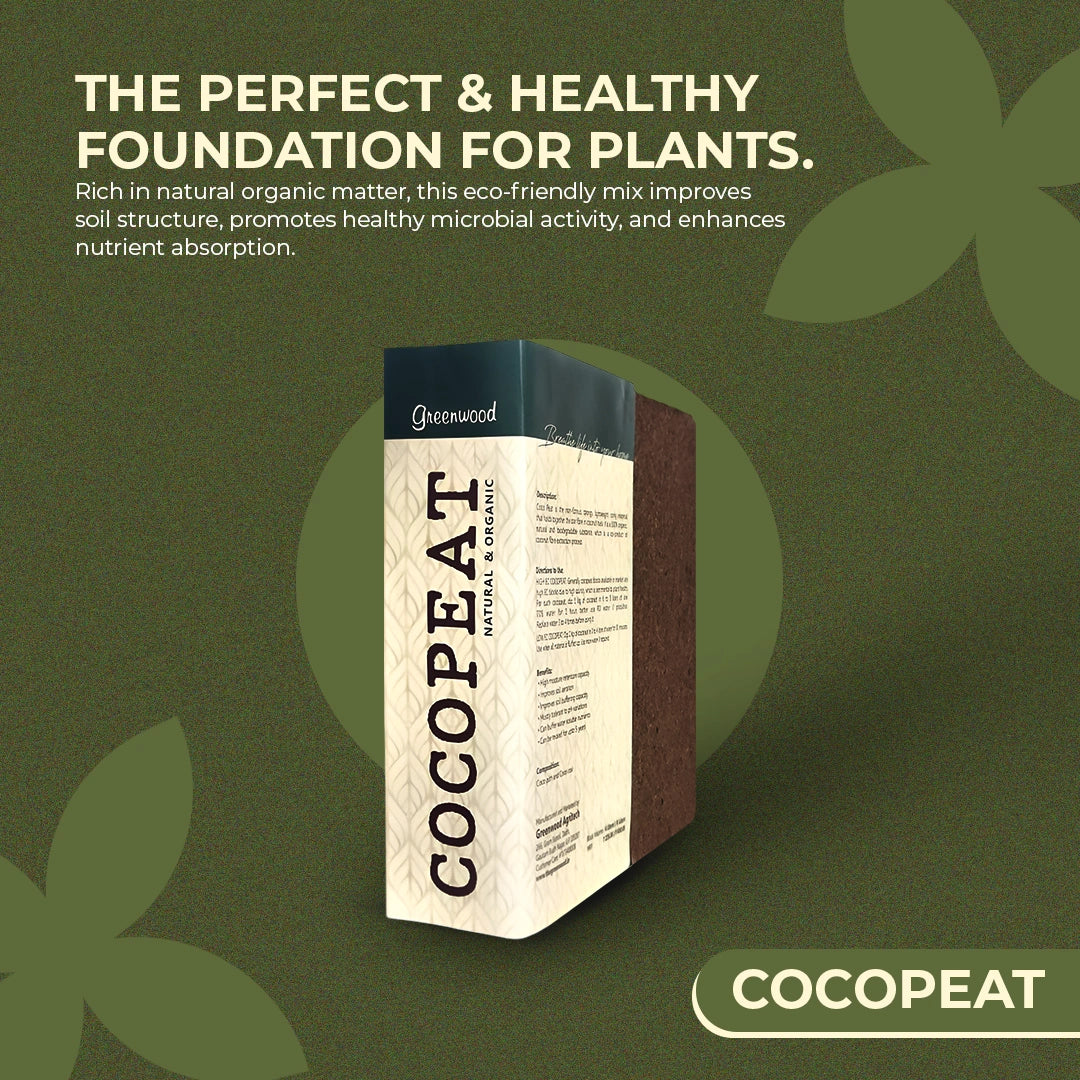 Greenwood Cocopeat — 100% Natural & Organic Pre-Washed Coir Potting Medium for Plants & Seed Germination