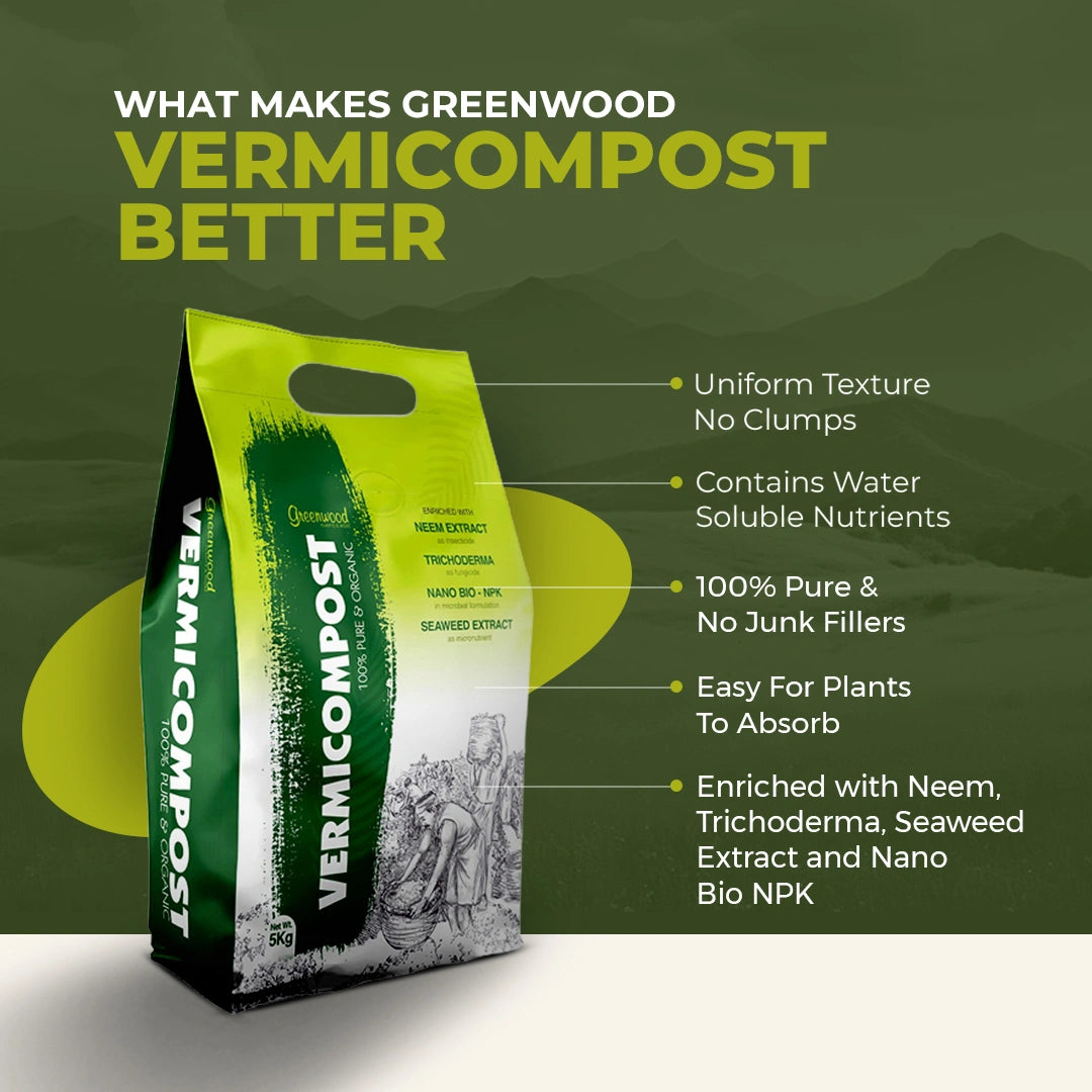 100% Organic Vermicompost Fertilizer Manure For Plants As Insecticide - Home Gardening | Soil Mix for Pot Plants | Compost Garden Soil | Natural Booster for Flowering Plant