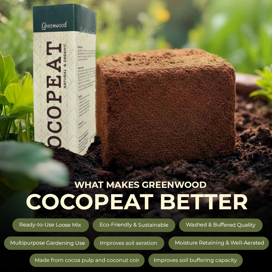 Greenwood Cocopeat — 100% Natural & Organic Pre-Washed Coir Potting Medium for Plants & Seed Germination