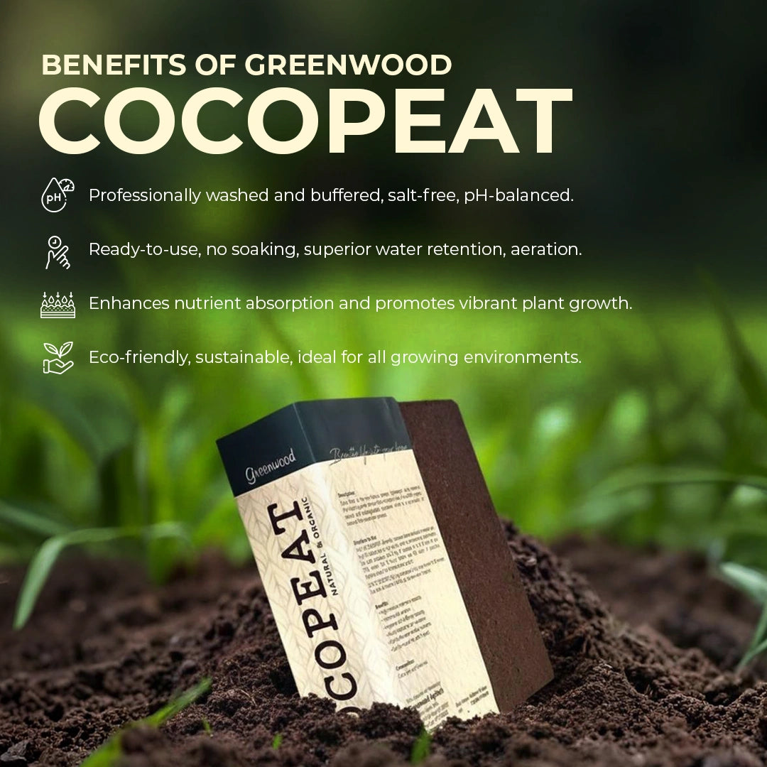 Greenwood Cocopeat — 100% Natural & Organic Pre-Washed Coir Potting Medium for Plants & Seed Germination