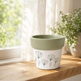 Blossom Line Two-Tone Flower Pot Planter – Minimalist Floral Indoor Plant Pot