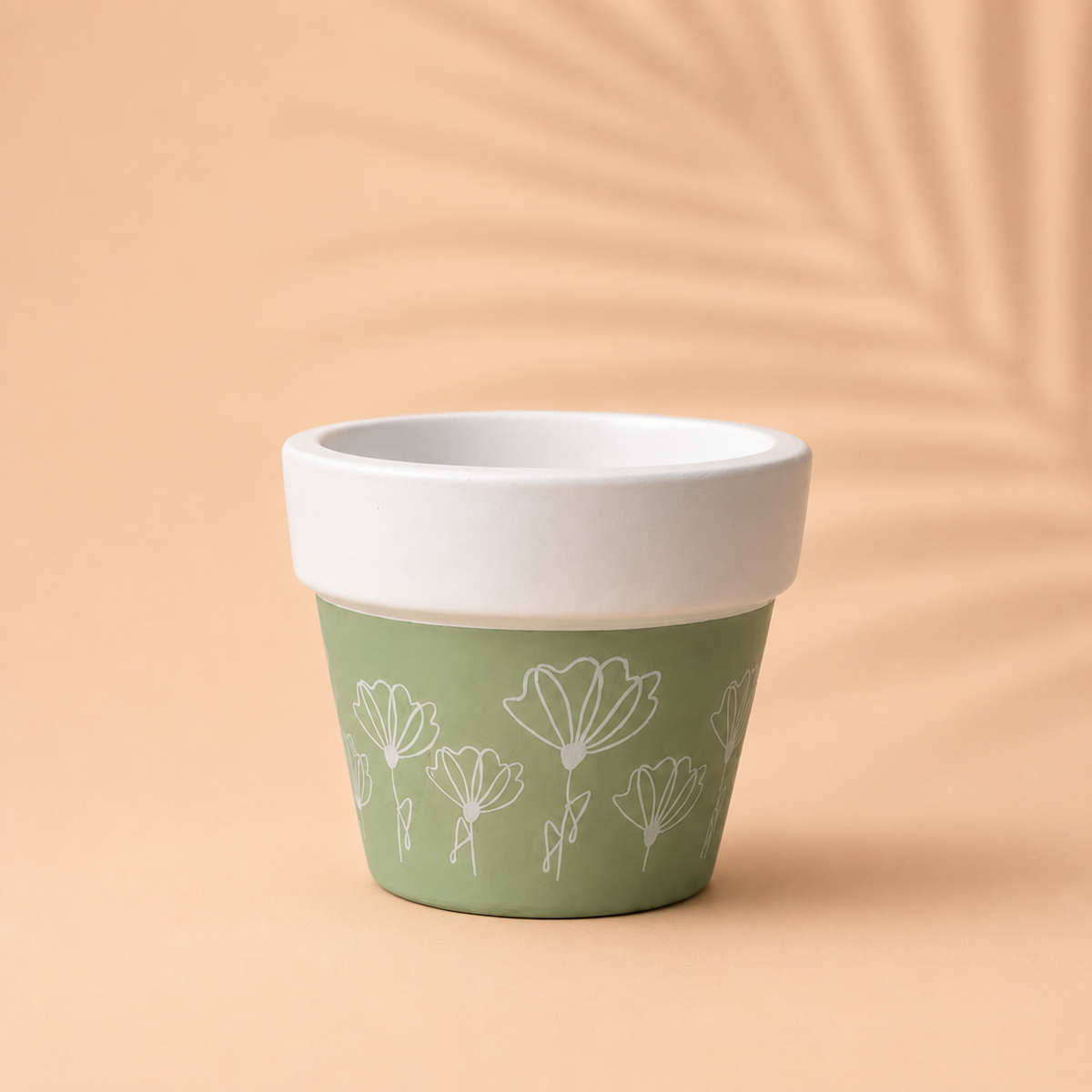 Blossom Line Two-Tone Flower Pot Planter – Minimalist Floral Indoor Plant Pot