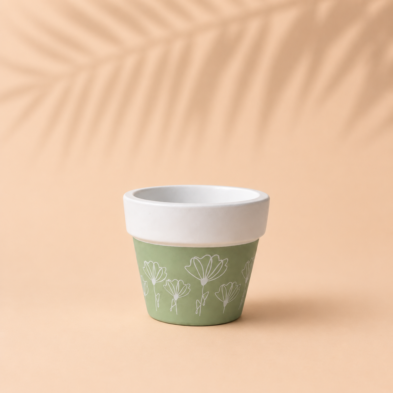 Blossom Line Two-Tone Flower Pot Planter – Minimalist Floral Indoor Plant Pot