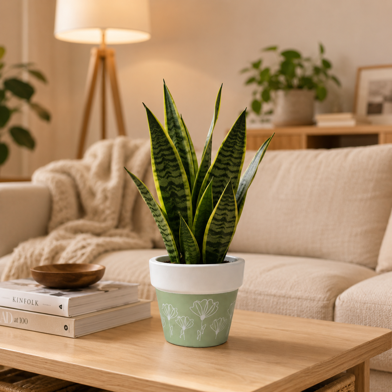 Blossom Line Two-Tone Flower Pot Planter – Minimalist Floral Indoor Plant Pot