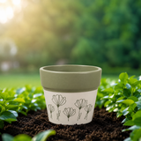 Blossom Line Two-Tone Flower Pot Planter – Minimalist Floral Indoor Plant Pot