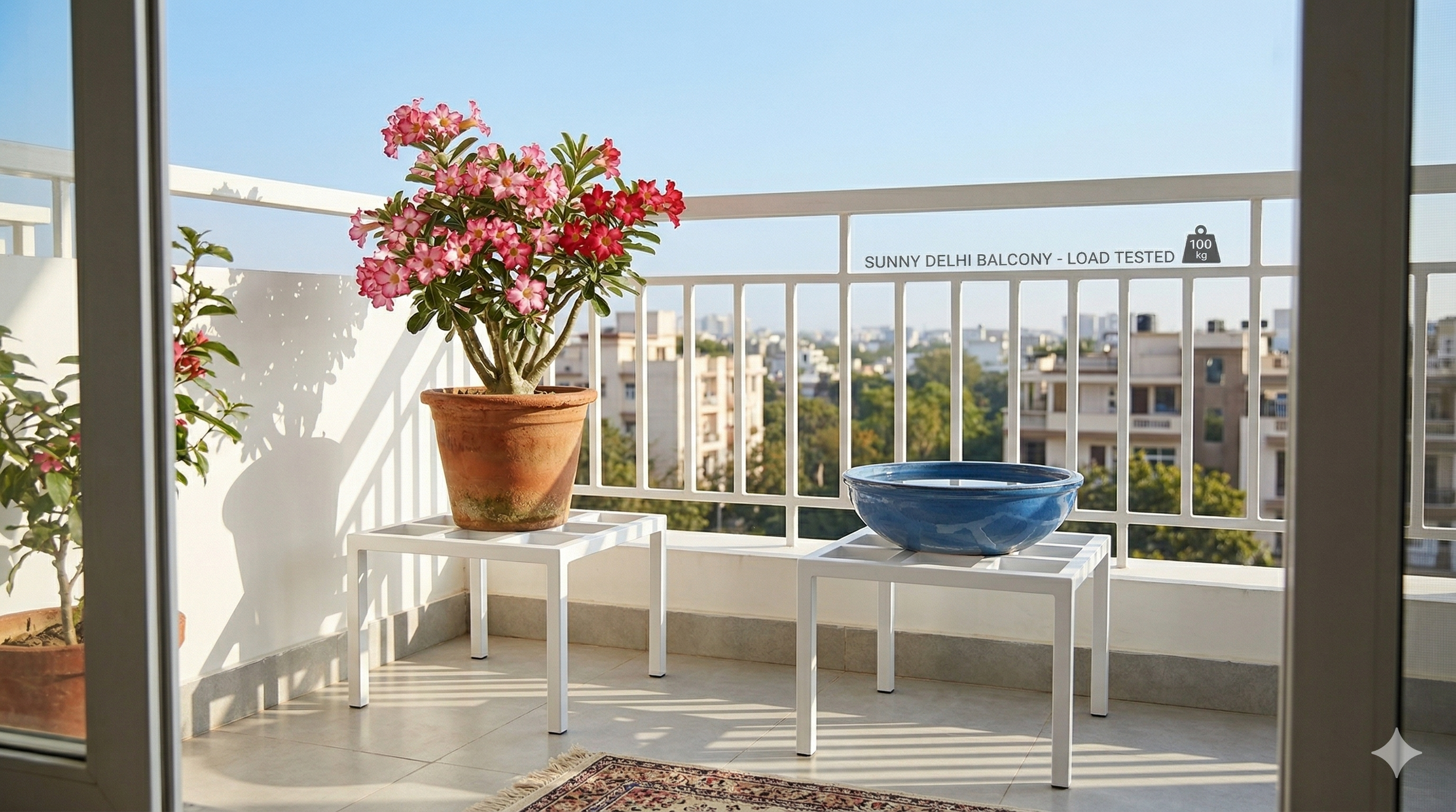 Greenwood Powder-Coated Metal Plant Stand - Heavy Duty Stair-Step Flower Pot Holder for Indoor and Outdoor Pack Of 2