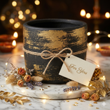 Handpainted Black & Gold Brushstroke Ceramic Planter