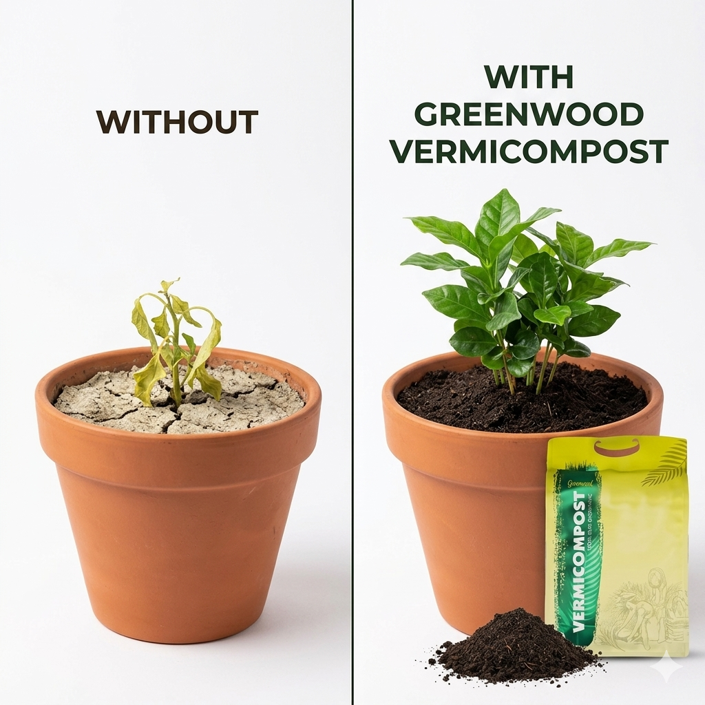 Greenwood Enriched Vermicompost — Organic Fertilizer with Neem, Seaweed Extract & Trichoderma