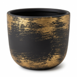 Handpainted Black & Gold Brushstroke Ceramic Planter