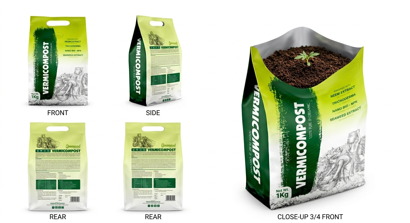 Greenwood Enriched Vermicompost — Organic Fertilizer with Neem, Seaweed Extract & Trichoderma