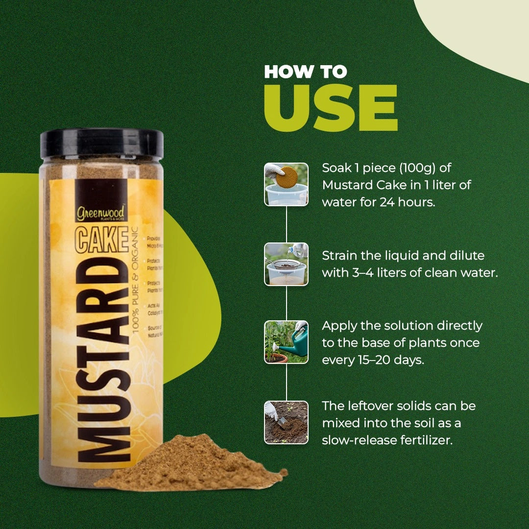 Greenwood 100% Pure & Organic Mustard Cake Powder — Natural NPK Source, Growth Catalyst & Plant Protection
