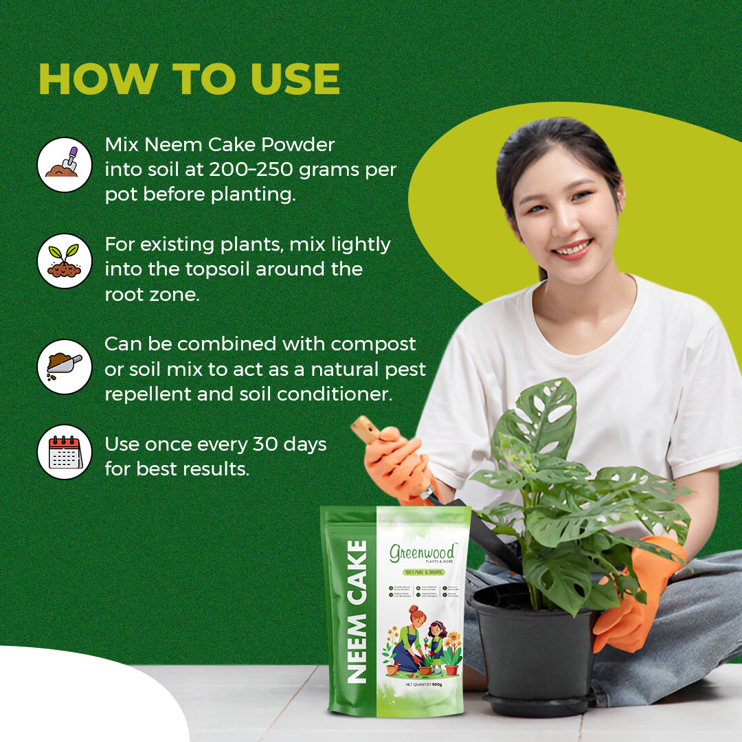 Greenwood Neem Cake Powder — Organic Fertilizer & Soil Enricher with Natural Azadirachtin