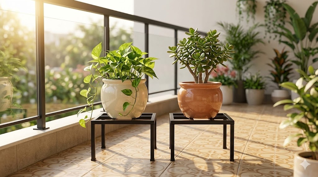 Powder-Coated Metal Plant Stand – Heavy Duty Stair-Step Flower Pot Holder for Indoor & Outdoor Garden, Balcony & Home Decor